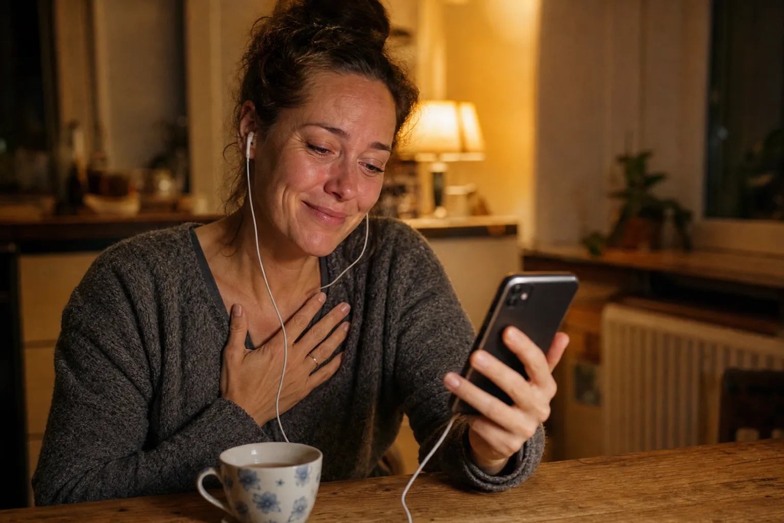Una persona ascolta la sua canzone personalizzata ed è raggiante