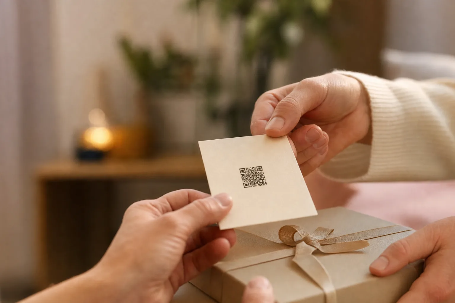 Un biglietto con il codice QR verso la canzone viene consegnato come regalo