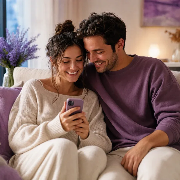 Una coppia risponde insieme a qualche domanda sul telefono