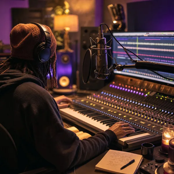 Postazione in studio dove viene composta la canzone